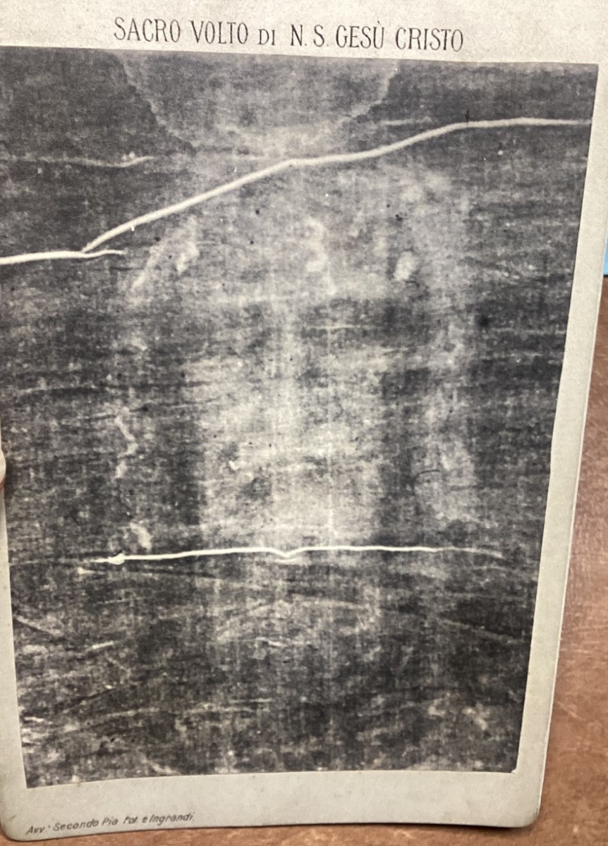 1898 Shroud of Turin Souvenir Photograph by Secondo Pia Sindone Holy Face Christ