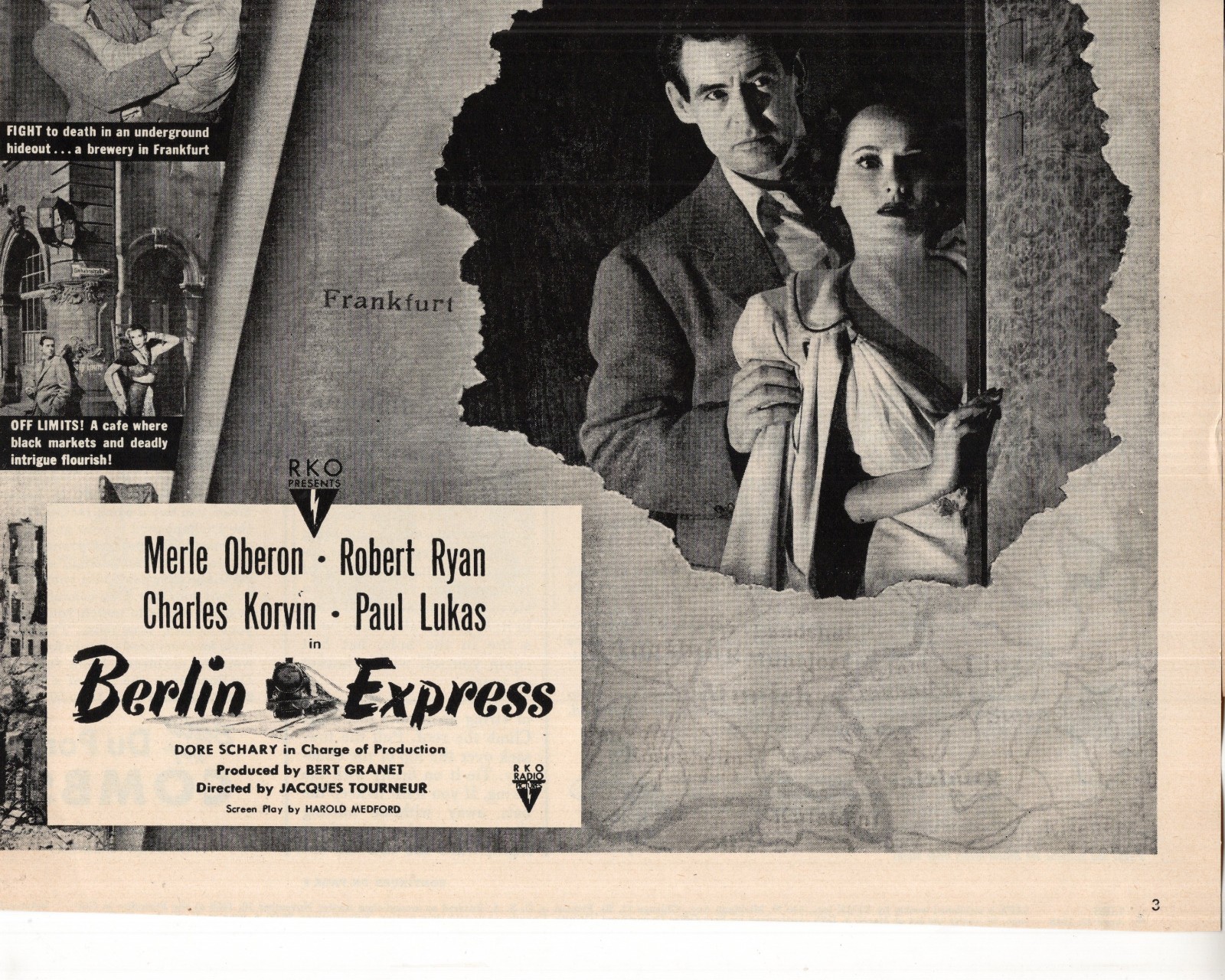 Merle Oberon Robert Ryan vintage ad Magazine Photo Clipping 1 Page Q7158
