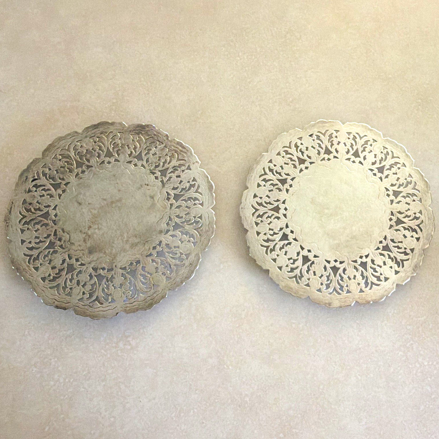 Set of 2 silver plated trivets Marked Denmark