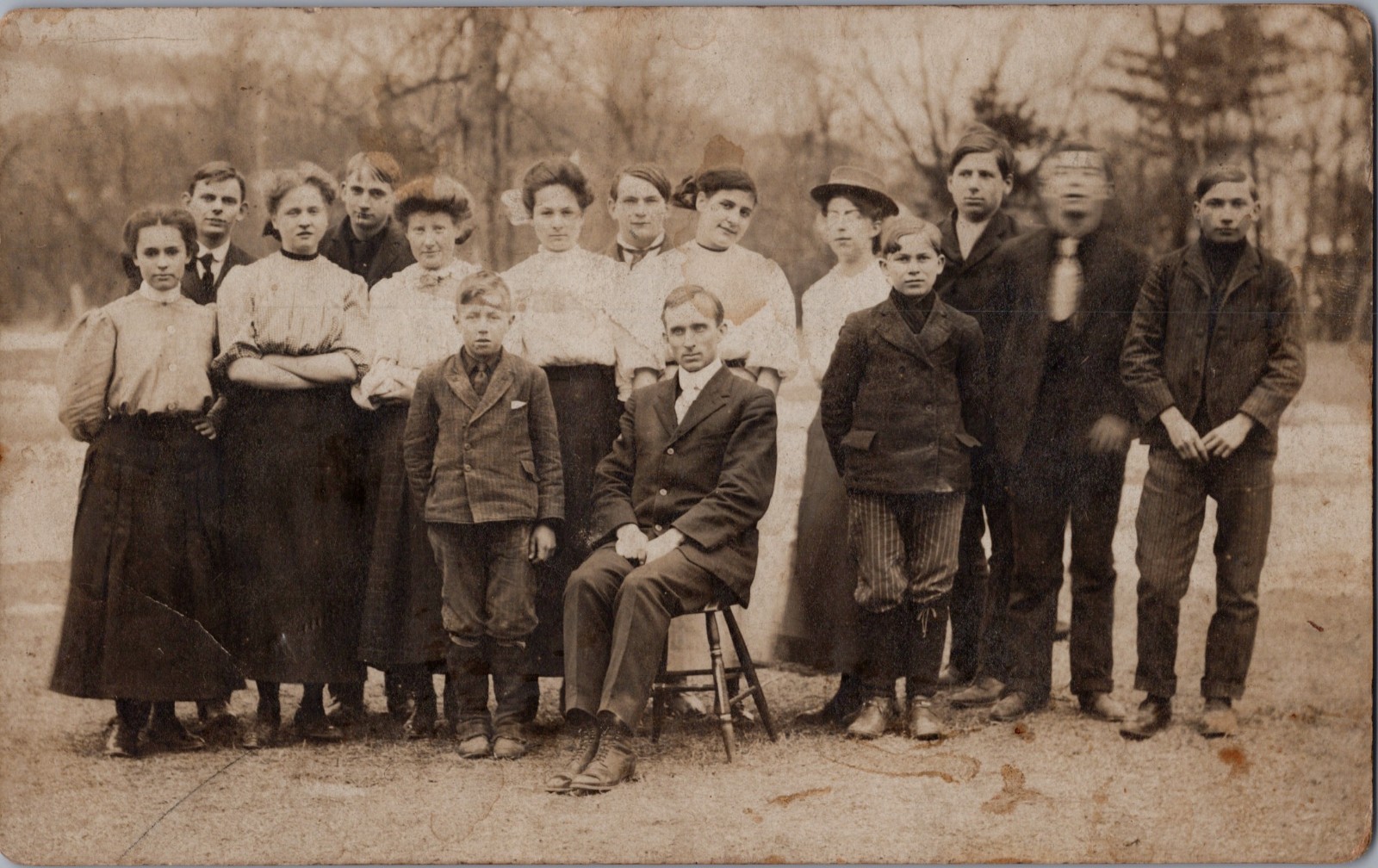 Antique RPPC Family Portrait Erie Pennsylvania Edwardian Group Postcard
