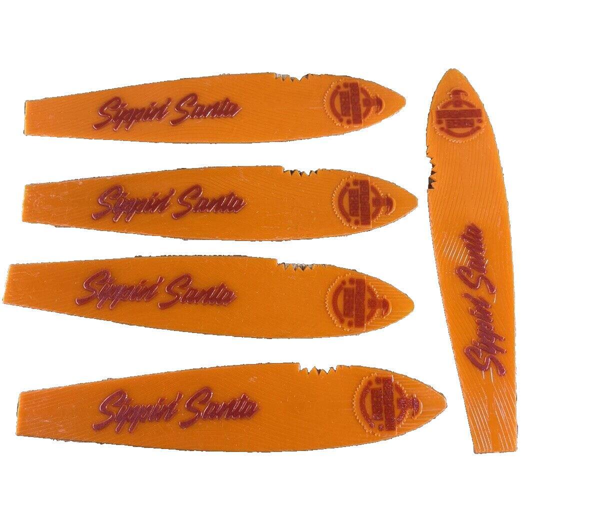 Tiki Swizzle Sticks Beachbum Berry\'s Sippin Santa Surfboard Swizzles 5 Orange