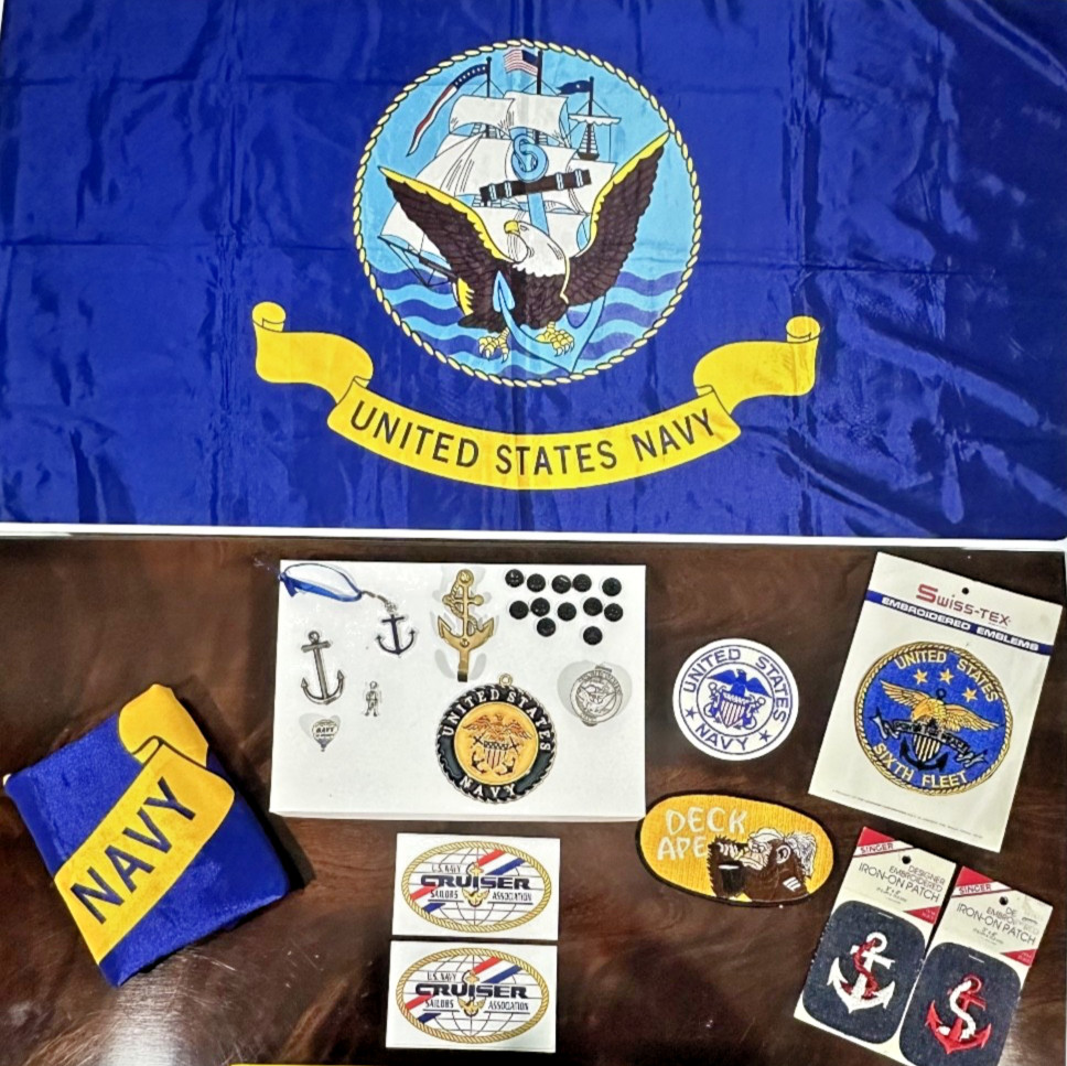 U.S. Navy Flag 3\'X5\' PLUS Navy & Navy-related Items- Patches, Buttons, and More