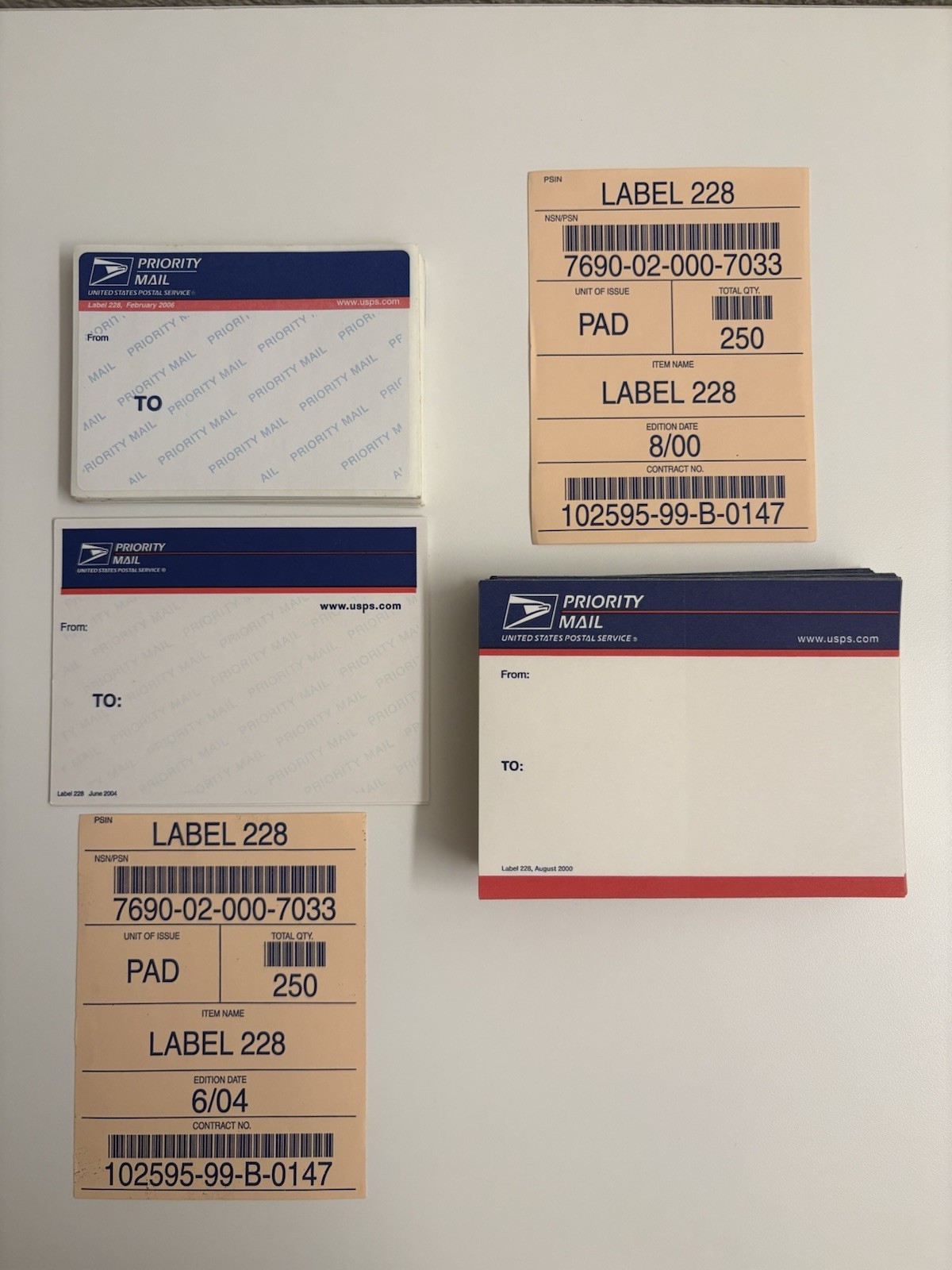 Lot Of (212) Vintage USPS Blue Top 2000/2004/2006 228 Labels Graffiti Street art