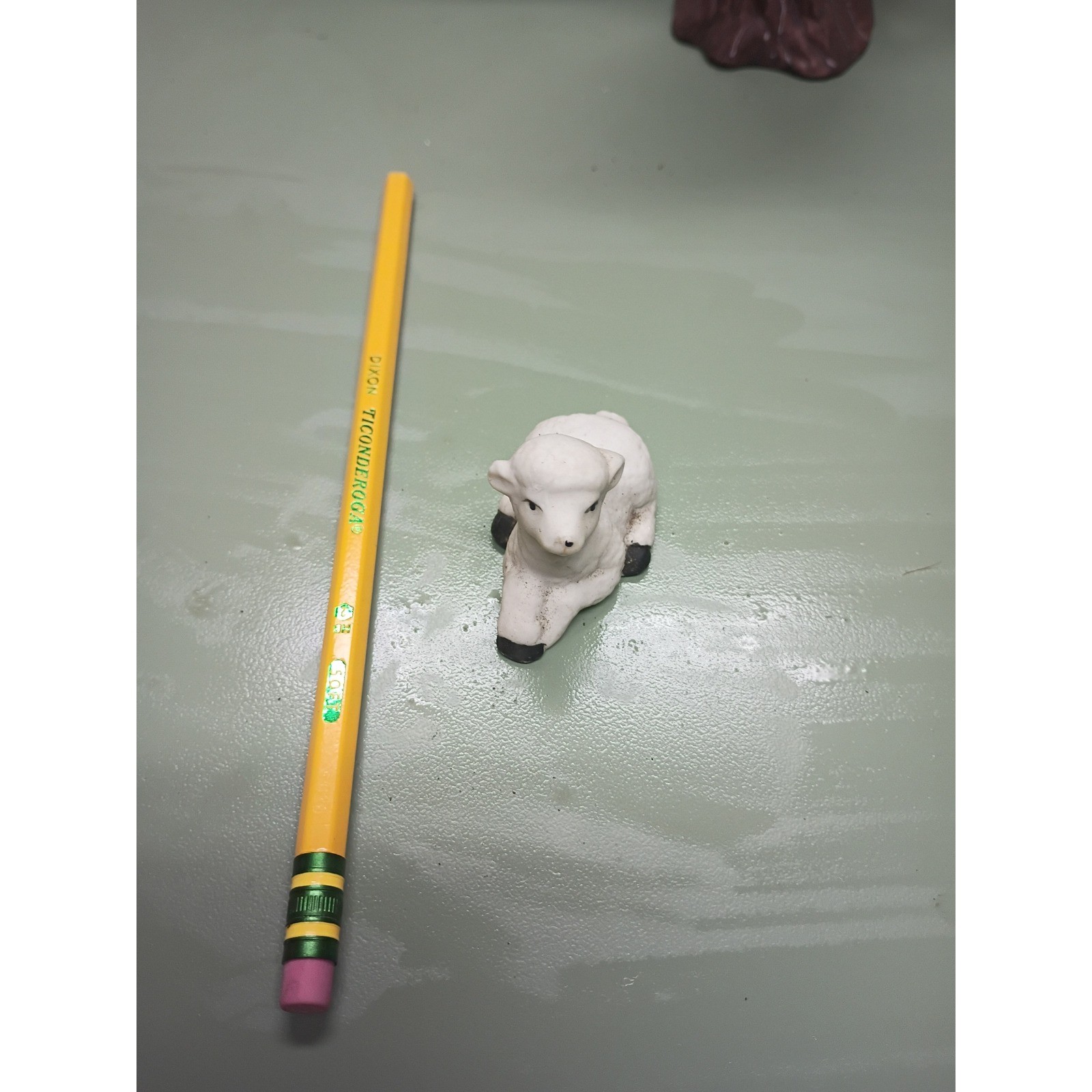 Vintage Miniature Ceramic Lamb Figurine White Sheep Tiny Collectible Decor