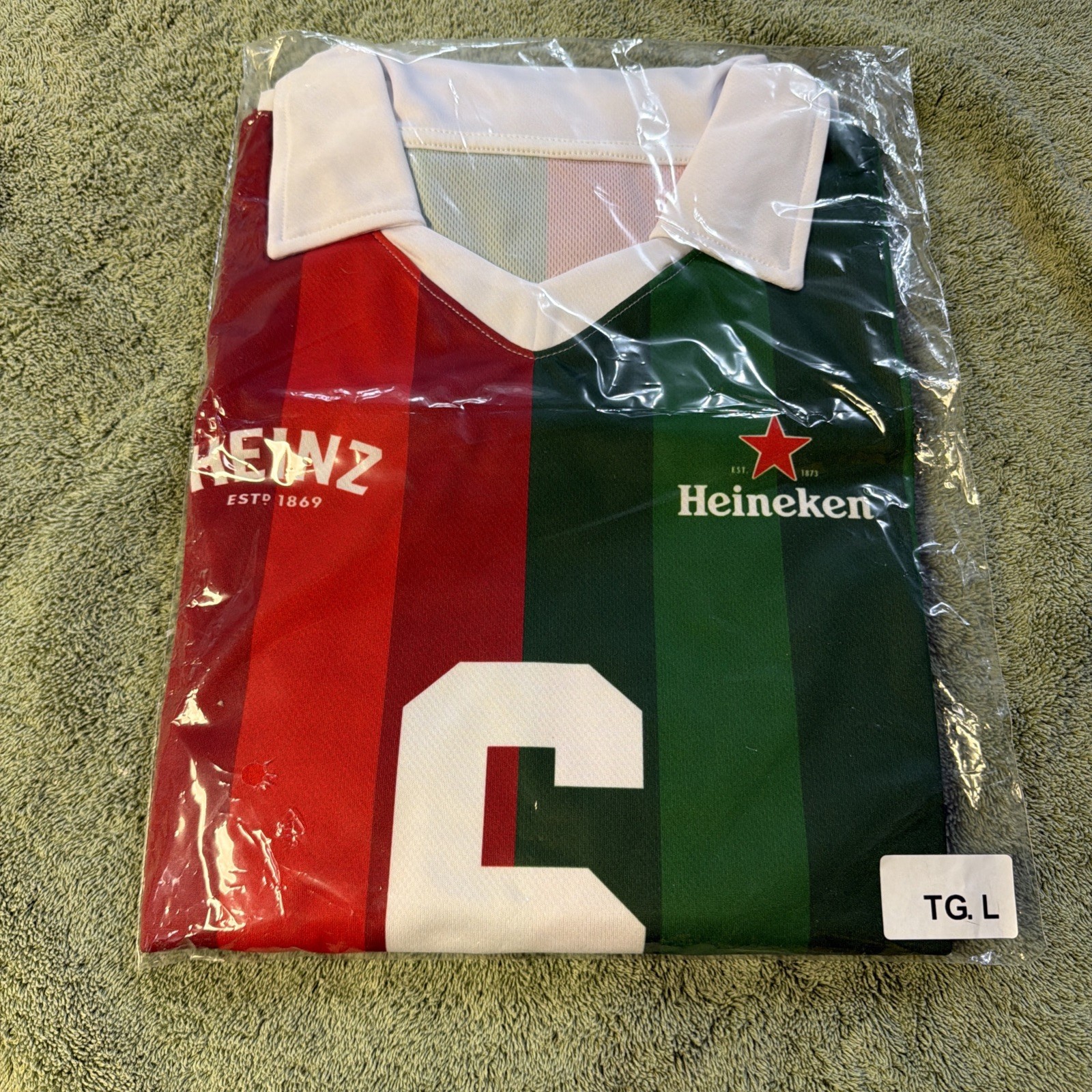 Heineken Heinz Lmtd Edition Collared Soccer Futbol Jersey Red Green Striped Sz L Heineken Heinz Lmtd Edition Collared Soccer Futbol Jersey Red Green Striped Sz L