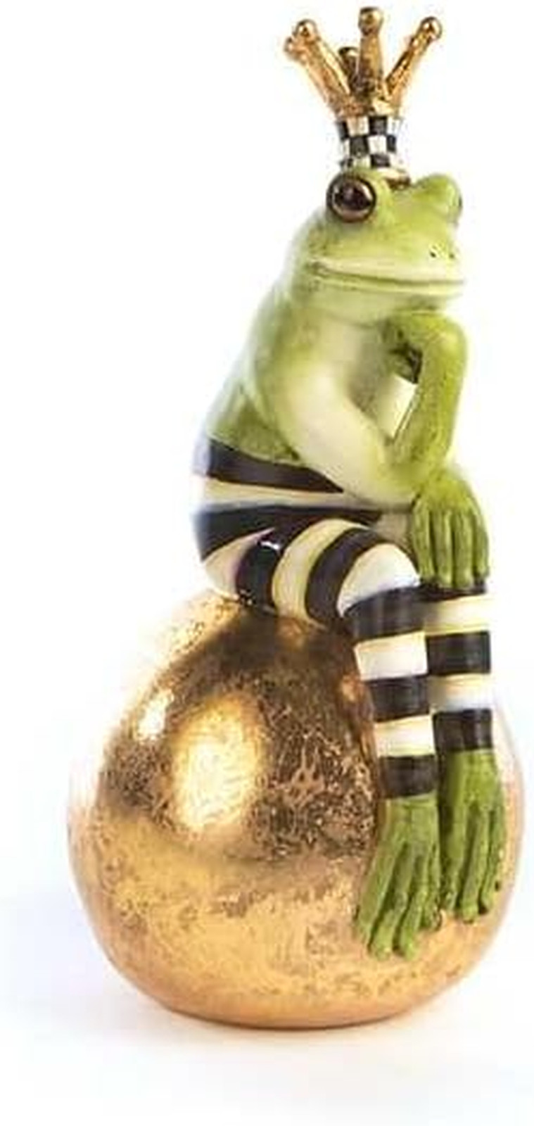 MACKENZIE-CHILDS Resin Frog Figurine, Fergal Frog on Ball | Hand-Painted Design,