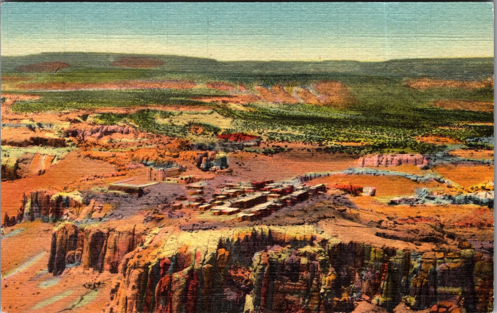 1948 Acoma Indian Village New Mexico Sky City Linen Postcard
