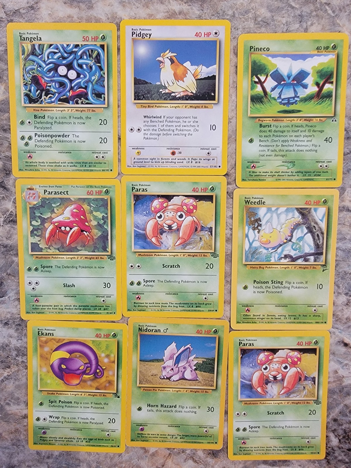 copyright 1995-2001 Pokemon collectible cards Lot of 9 cards.   A39