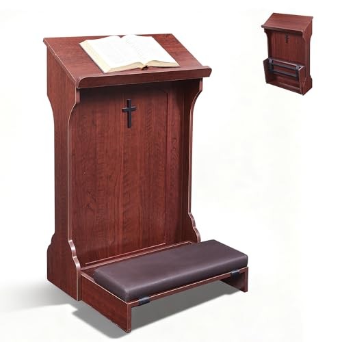 Wooden Prayer Kneeler,Foldable Prayer Bench with Cushion Pad, Rounded Corner Wooden Prayer Kneeler,Foldable Prayer Bench with Cushion Pad, Rounded Corner
