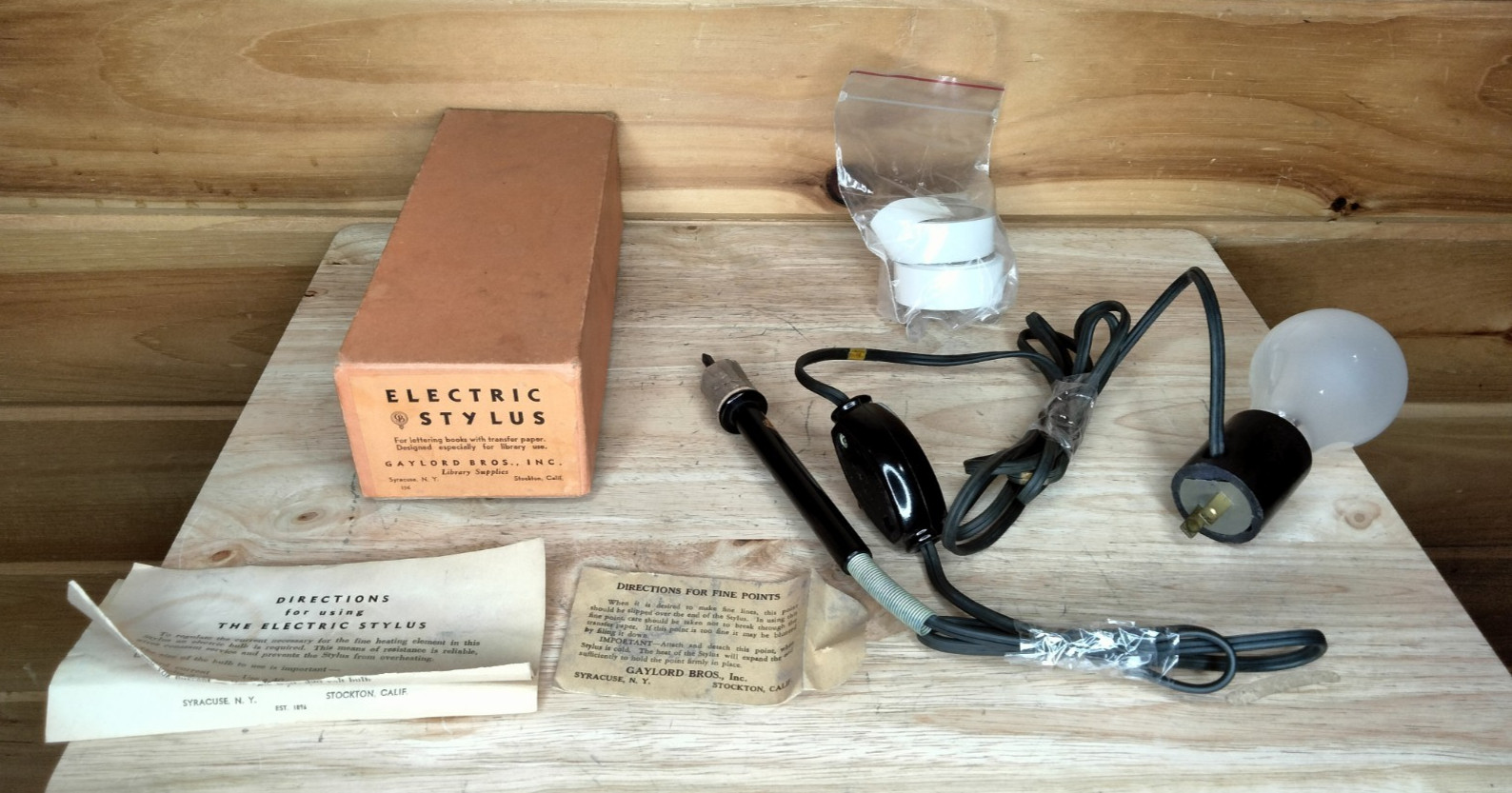 Gaylord Electric Stylus Library Book Numbering Tool Kit Original Box Instruction