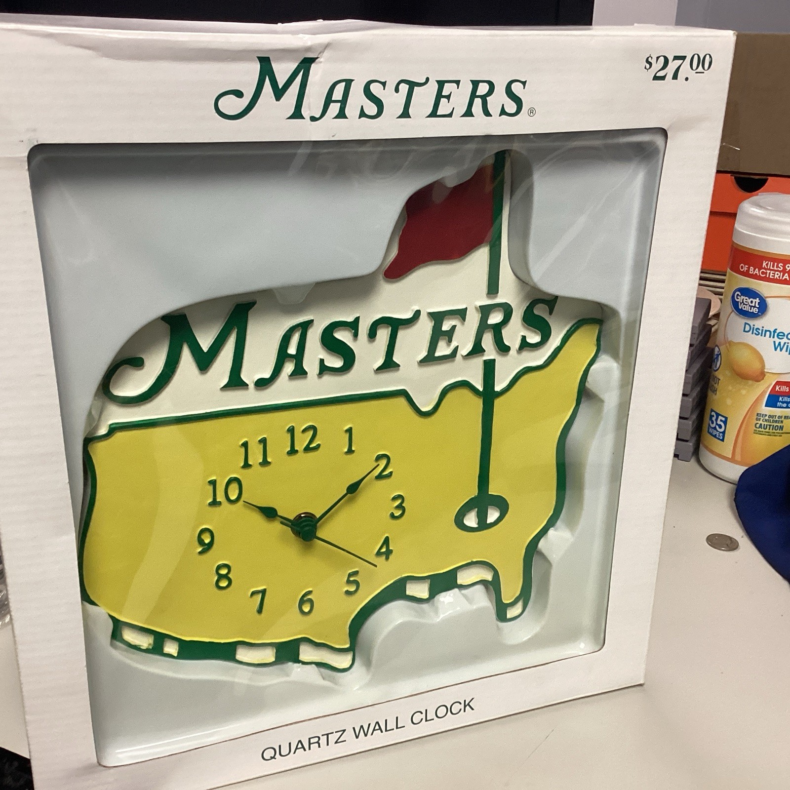 RARE NEW Vintage Classic Master's Golf Tournament Quartz Wall Clock Augusta