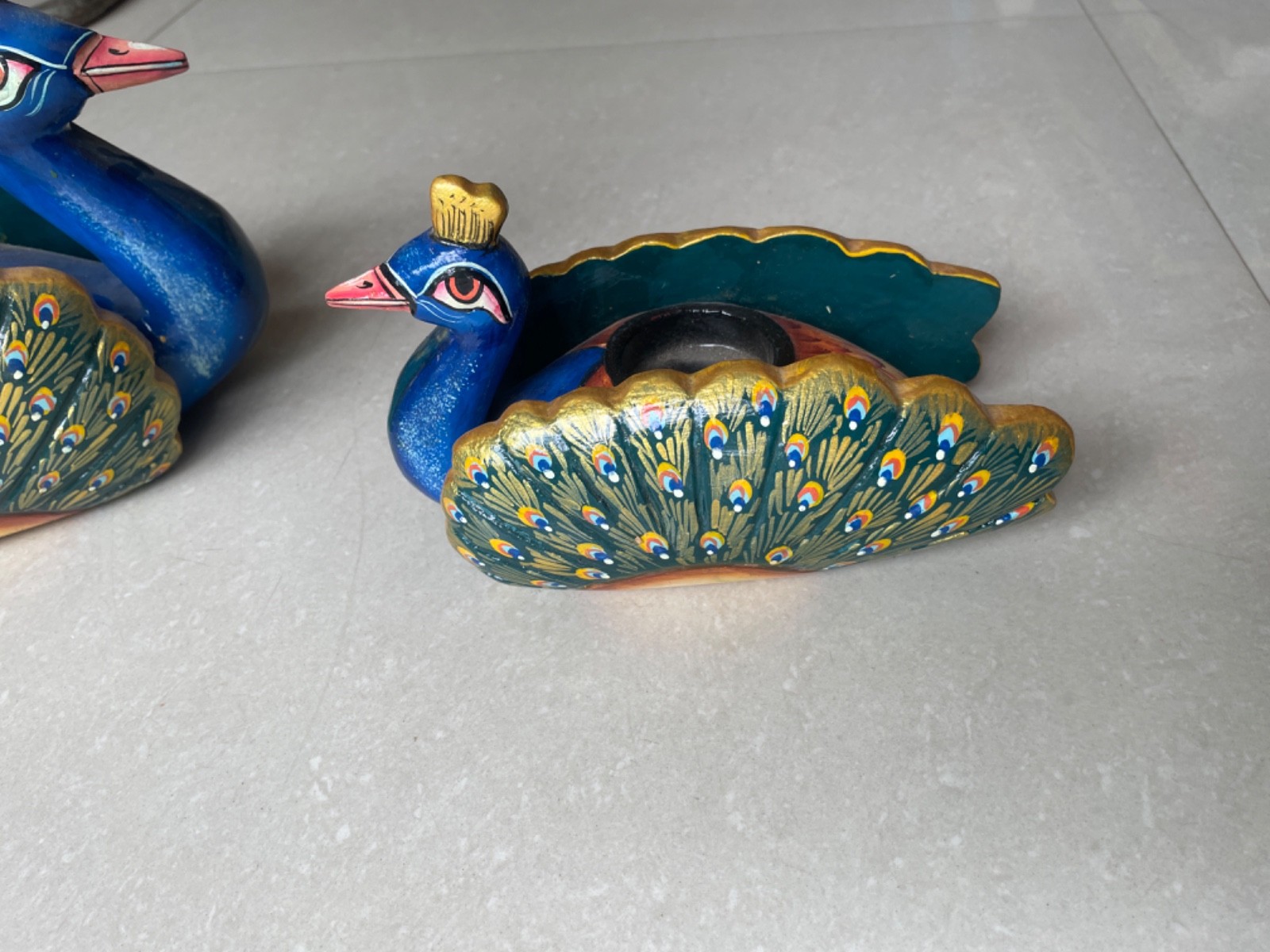 wooden peacock shape candle stand 7
