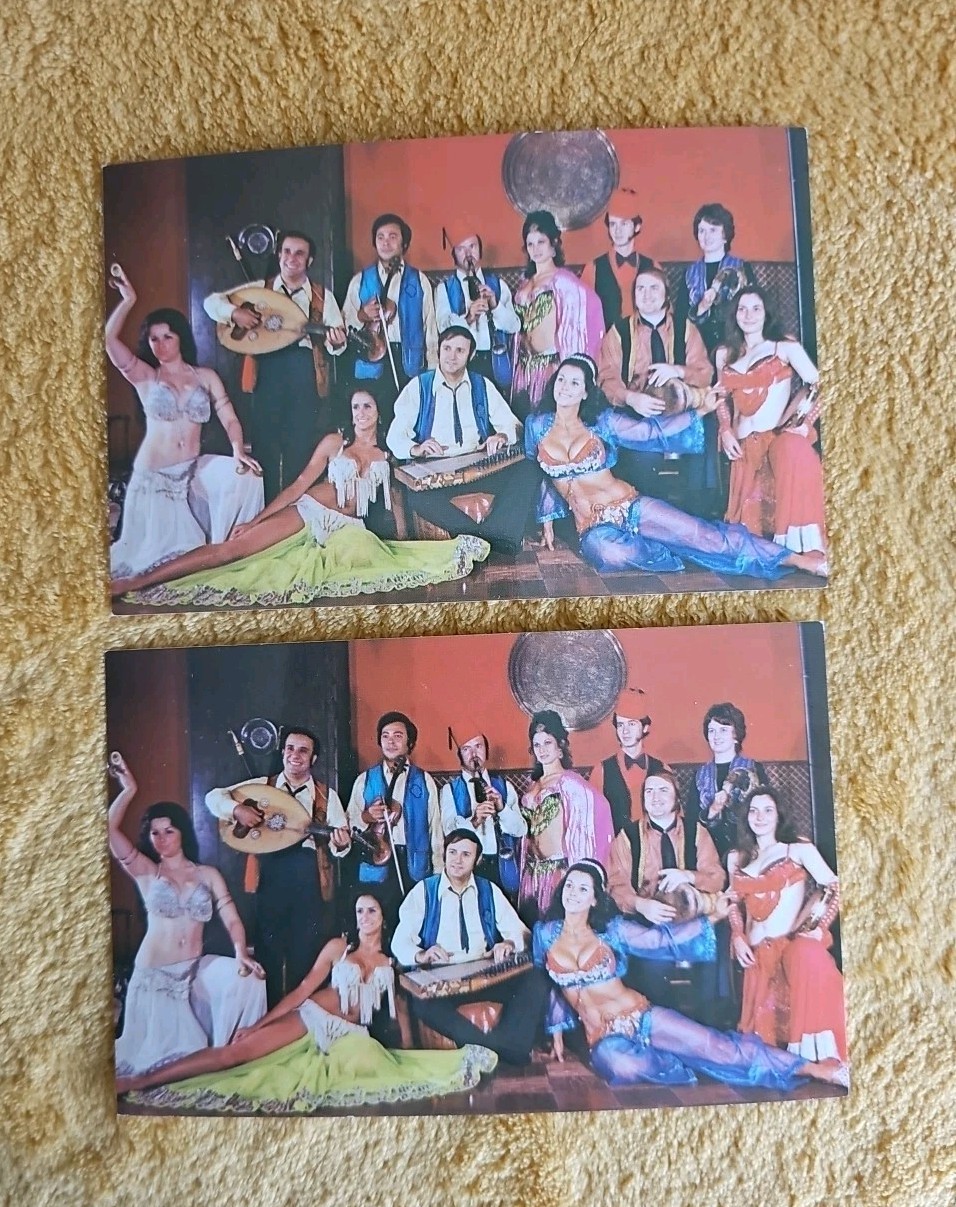 Salaam Supper Club Postcard Lot (2) Vintage 60s D.C. Unposted Belly Dancers