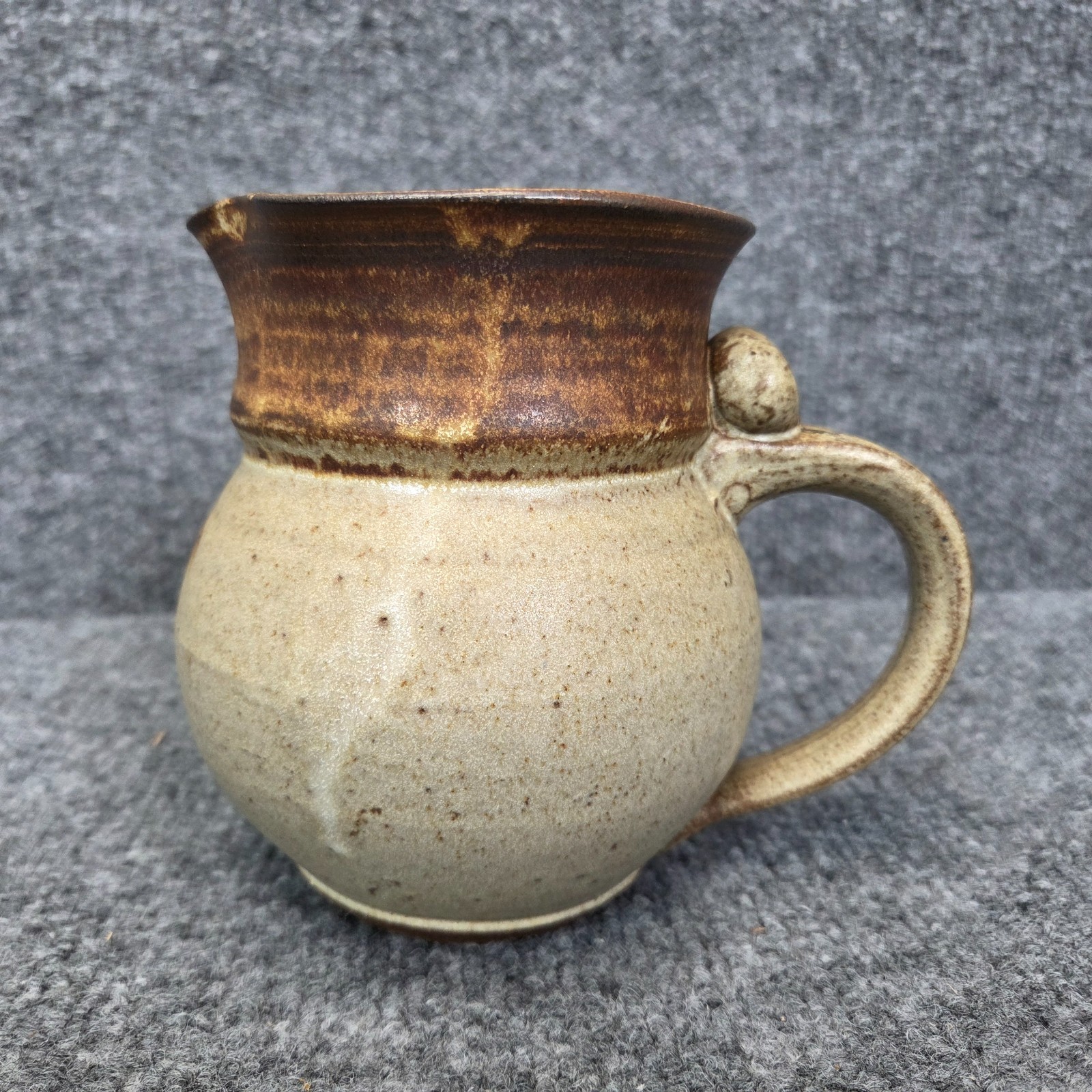 Artisan Handcrafted Stoneware Pitcher Signed Primitive MCM Mid Century VTG