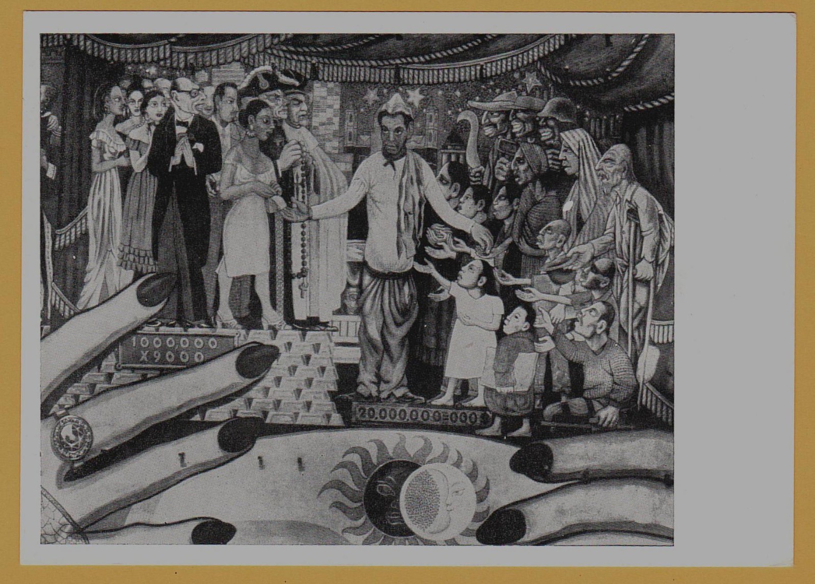 1966 Diego Rivera Insurgentes Theater Mural Mexico Art USSR Vintage Postcard