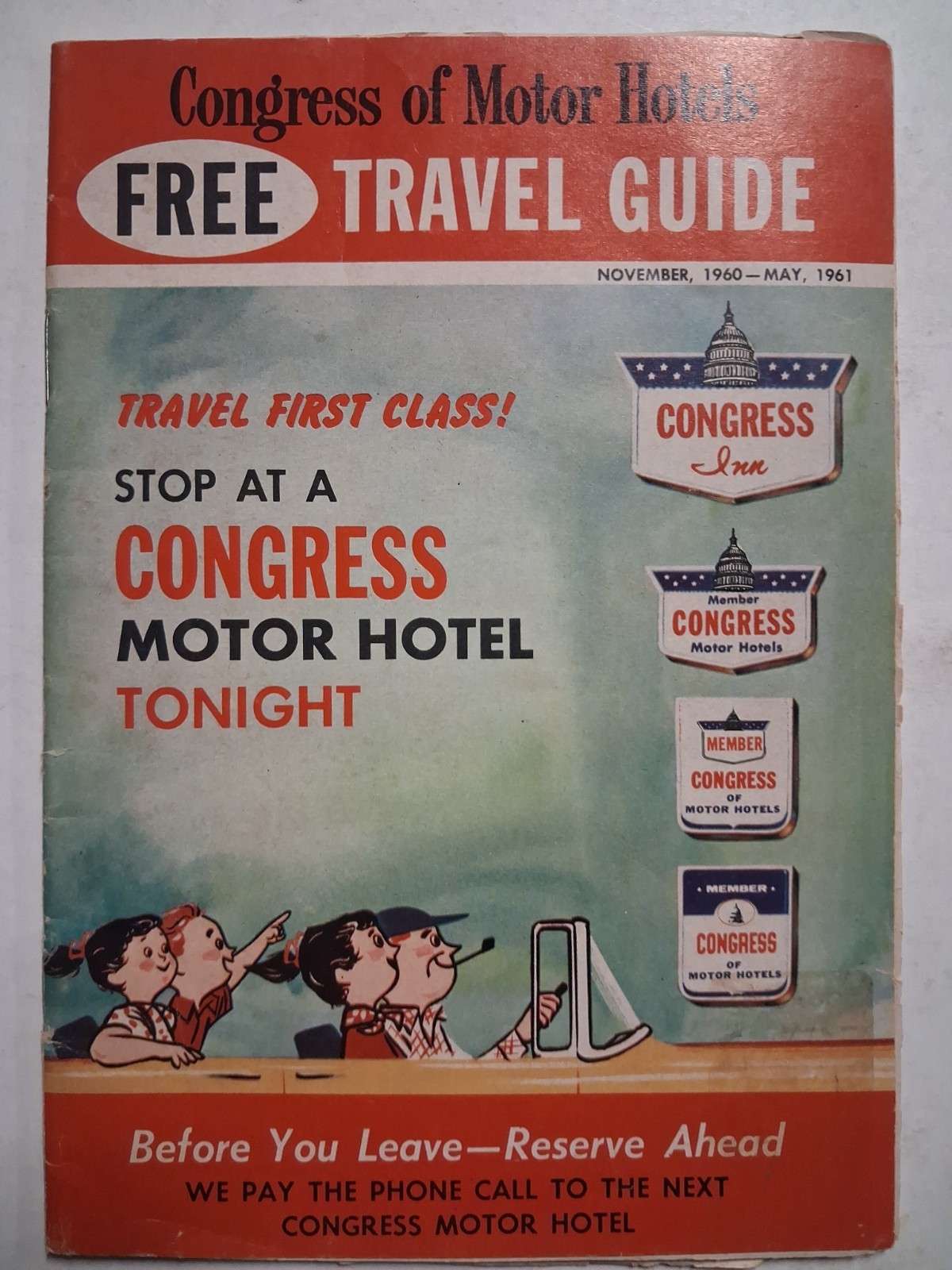 1961 CONGRESS Motor Hotels TRAVEL GUIDE SIXTIES Vintage Motels