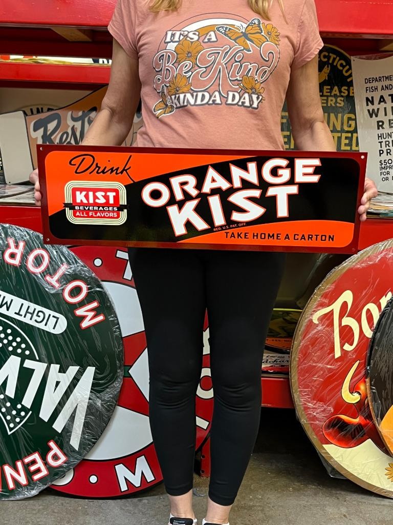 Vintage Style Metal Sign Orange Kist Soda NOT Porcelain 25x8 Made USA