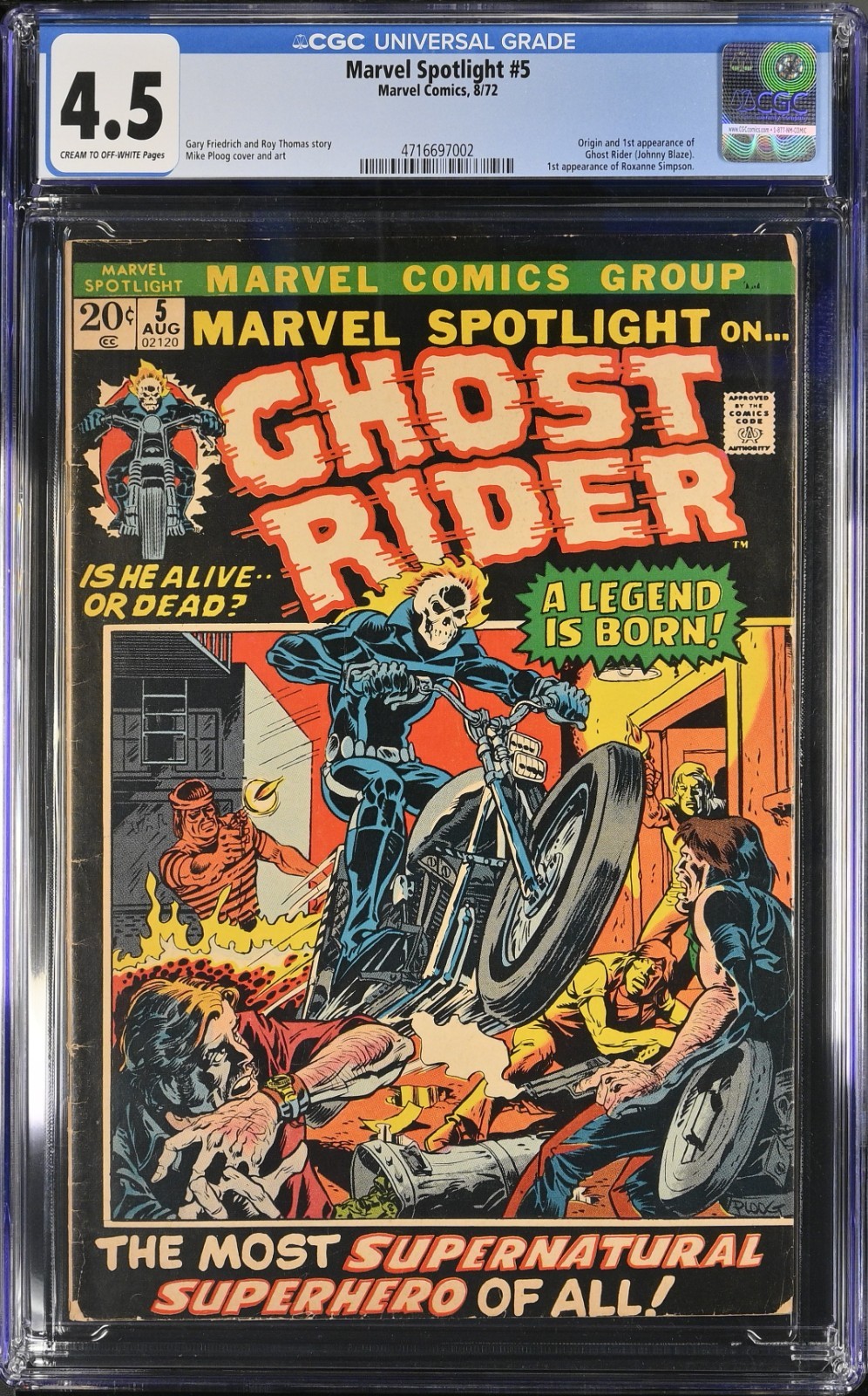 Marvel Spotlight # 5 CGC 4.5 1st App of Ghost Rider (1972) Marvel Spotlight # 5 CGC 4.5 1st App of Ghost Rider (1972)
