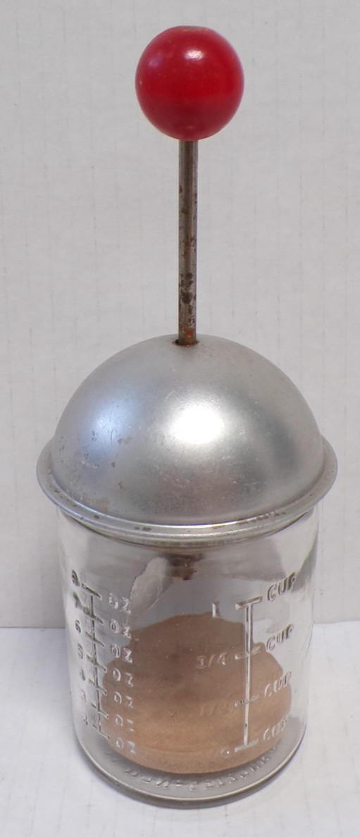 VINATGE WORKING \'60\'s NUT CHOPPER DISPENSER\'S INC. GLASS JAR MANUAL KITCHEN TOOL