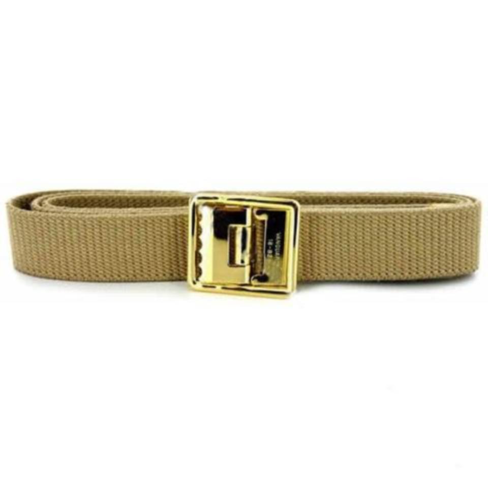Marine Corps Tan Khaki Belt Cotton with 24k Plated Buckle & Tip 55\