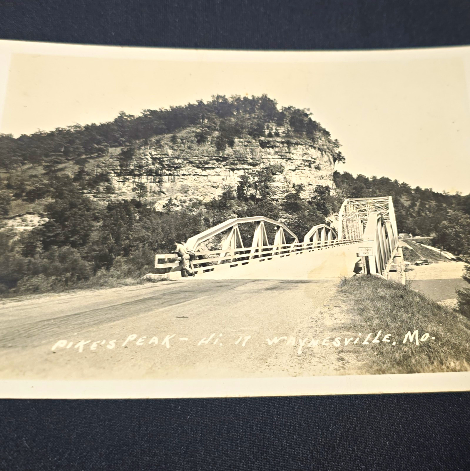 Vintage Real Photo Postcard RPPC Pike's Peak Bridge Missouri Div. Back Unposted
