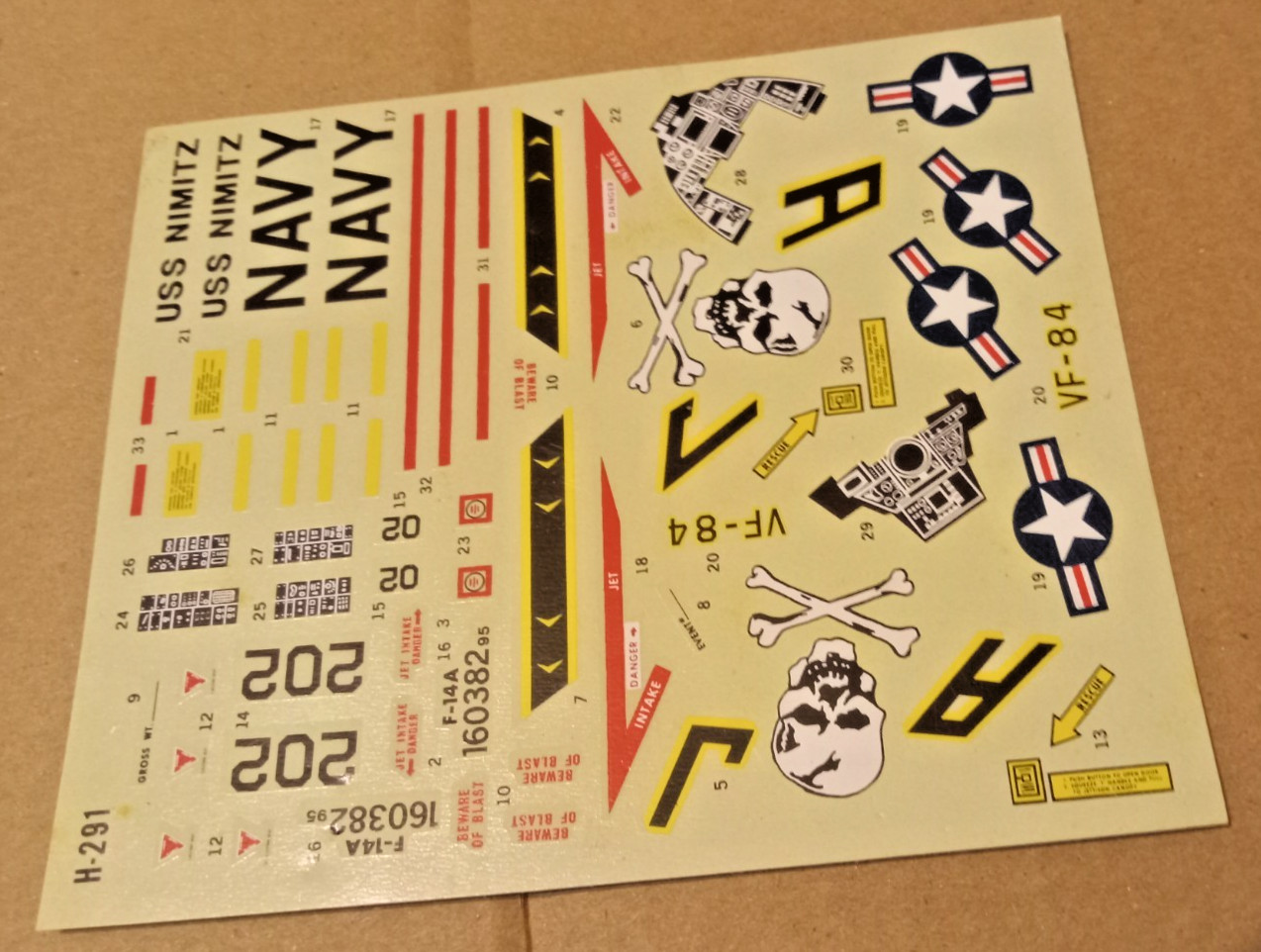 US Navy F-14A Tomcat 1/48 scale Kit # H-291 Decals only Pack #67 \