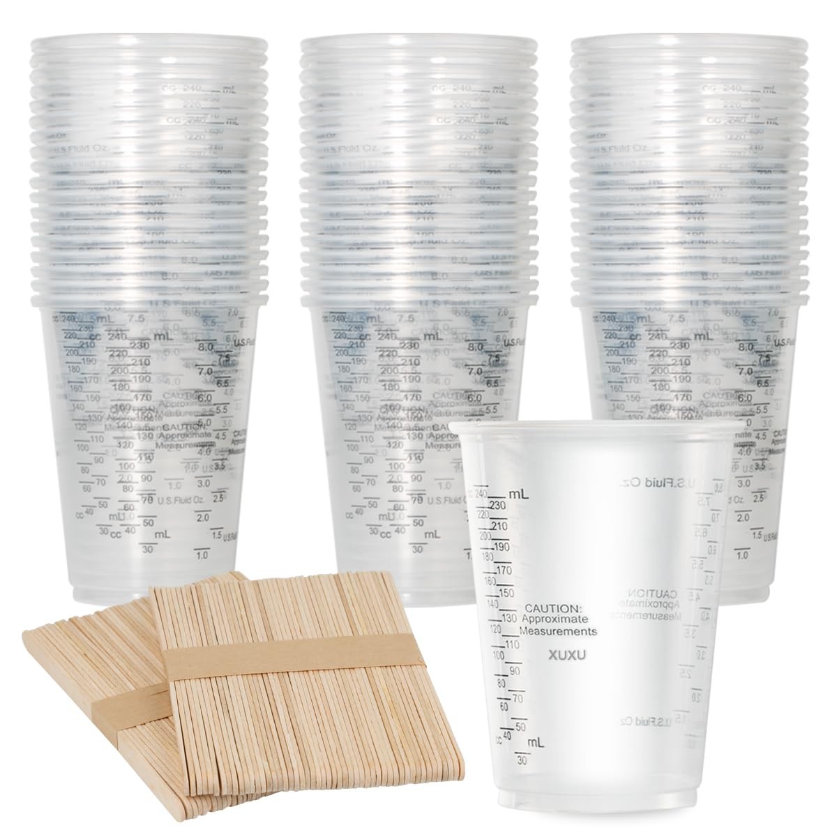 XUXU 100pcs 8oz Graduated Clear Plastic Measuring Cups 5.9 XUXU 100pcs 8oz Graduated Clear Plastic Measuring Cups 5.9