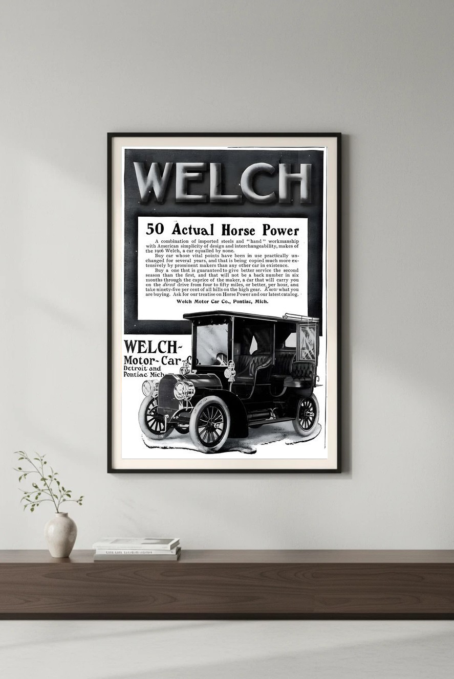 π Welch Motor Car Co. (1906) Vintage Ad Poster - Hi-Resπ Print - 200 GSM π Welch Motor Car Co. (1906) Vintage Ad Poster - Hi-Resπ Print - 200 GSM