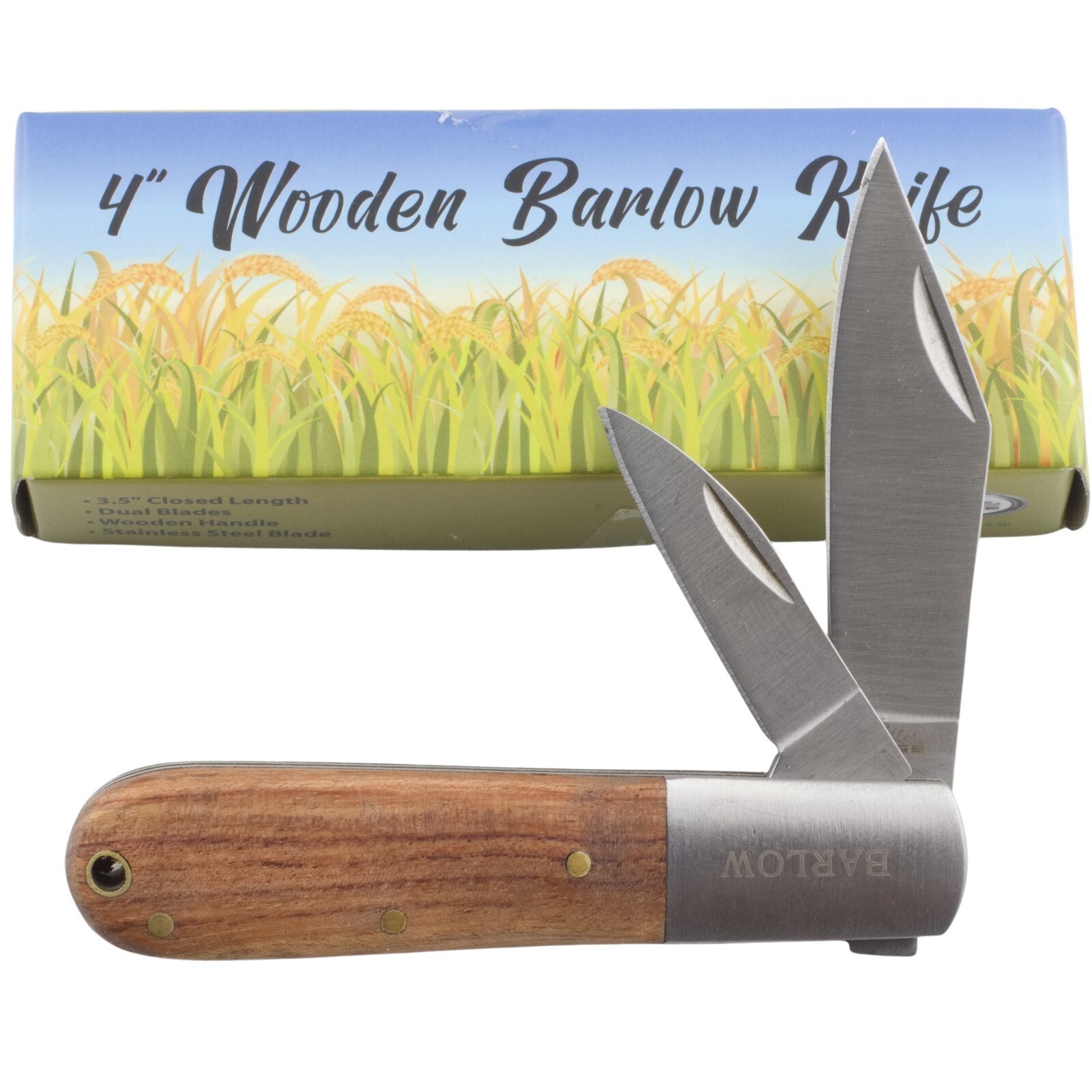 Rite Edge Wood Handle Barlow Pocket Knife 2 Folding Blades