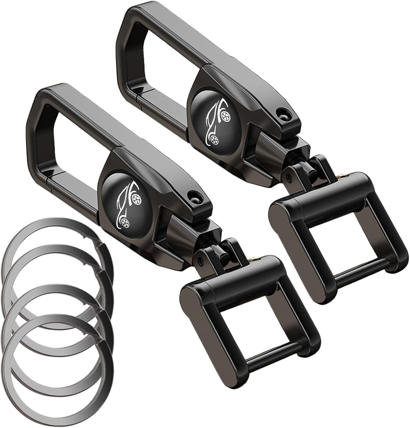 Llavero de metal para coche, resistente, con 2 llaveros desmontables.