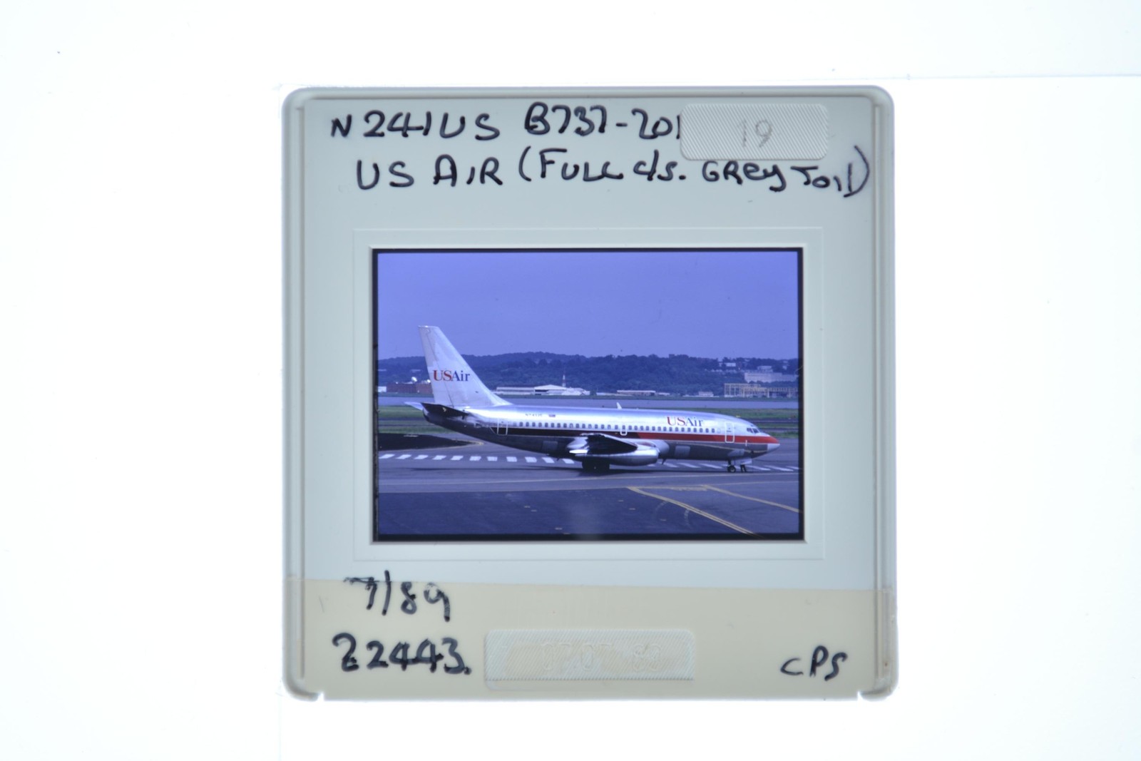 Usair Boeing 737-201 Aircraft N241us Tarmac 1989 Photo 35mm Slide