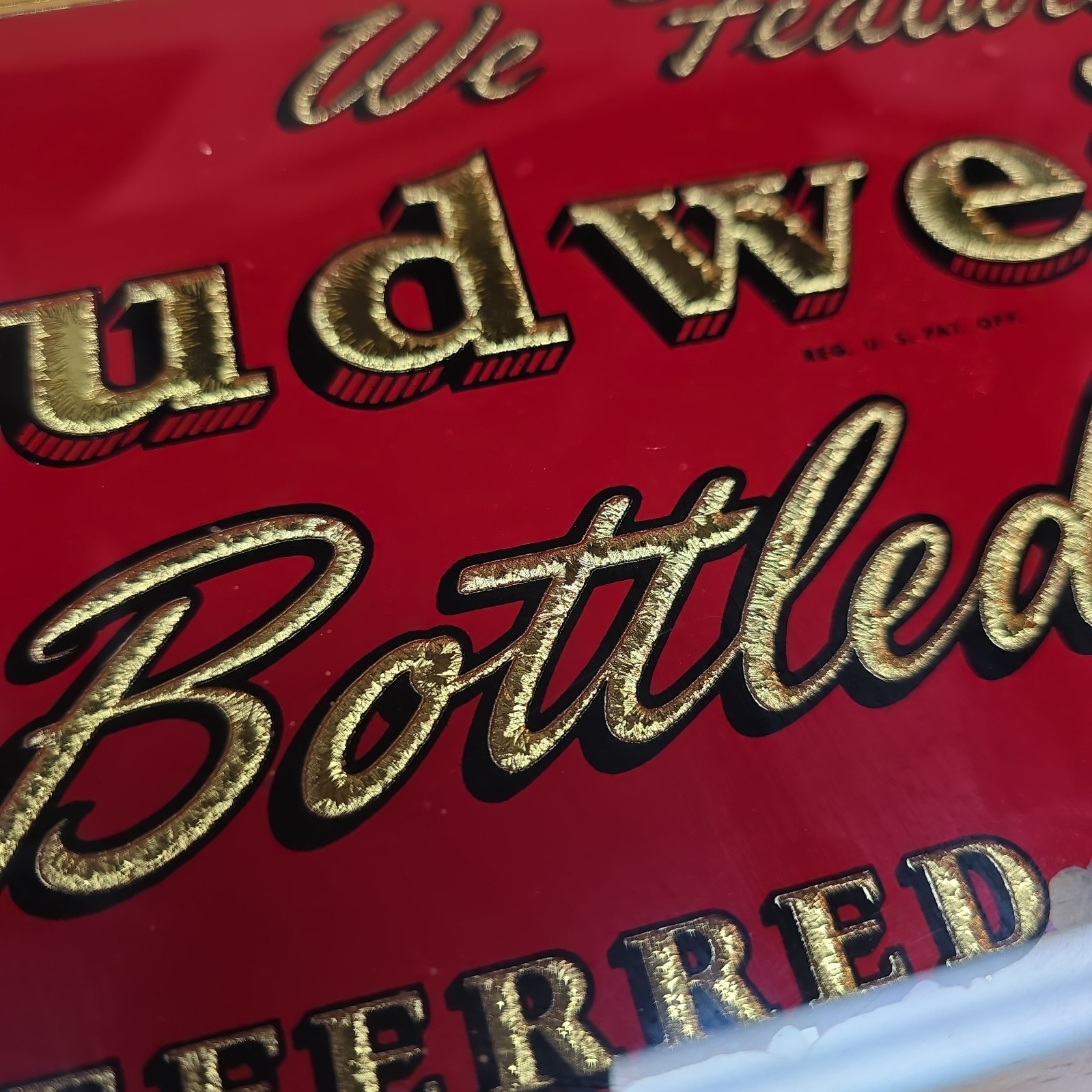 Vintage 1939 Budweiser Reverse Painted Glass Bar Sign Anheuser Busch Display