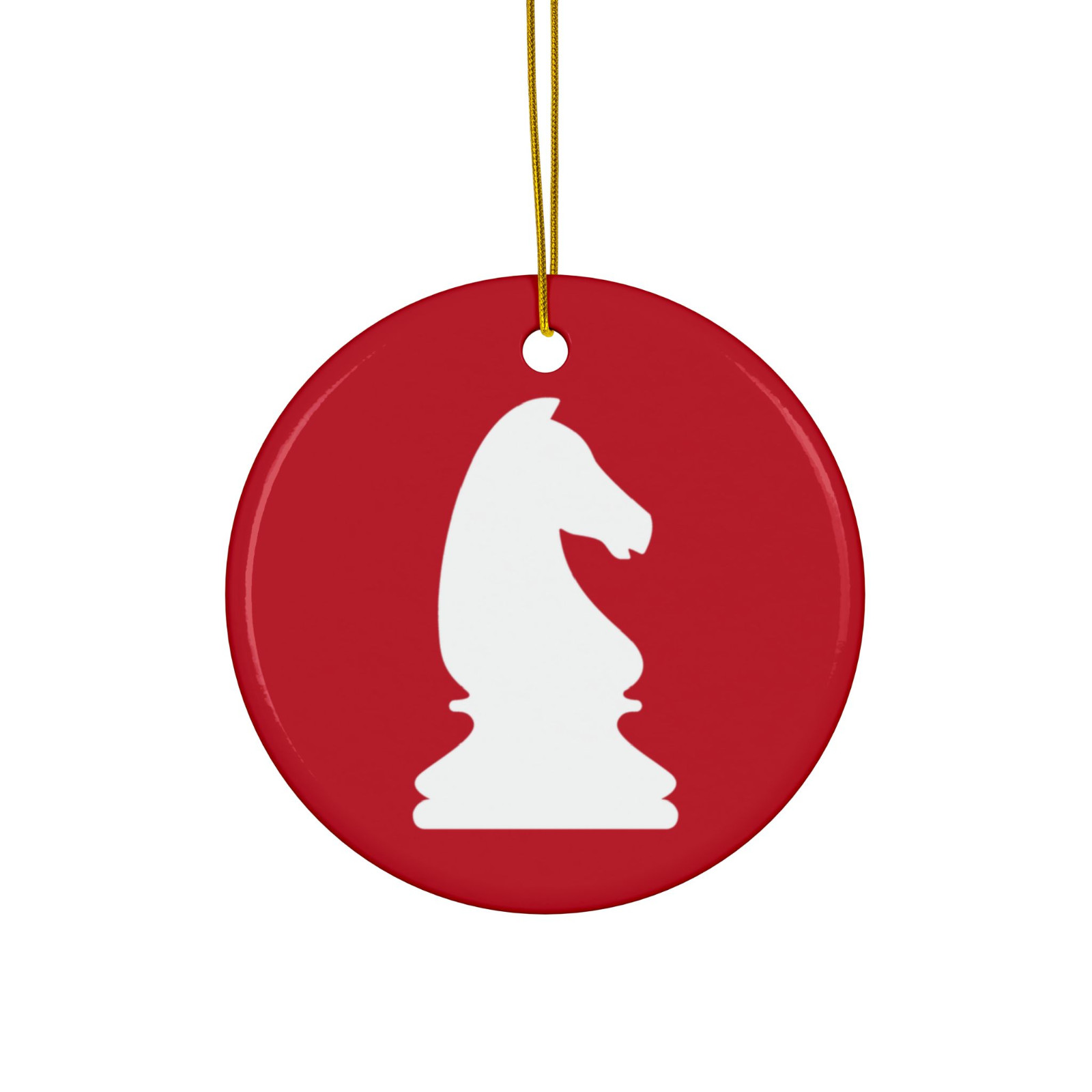 White Knight Chess Ornament Ceramic Fun Board Gaming 2-Sided Christmas Gift White Knight Chess Ornament Ceramic Fun Board Gaming 2-Sided Christmas Gift