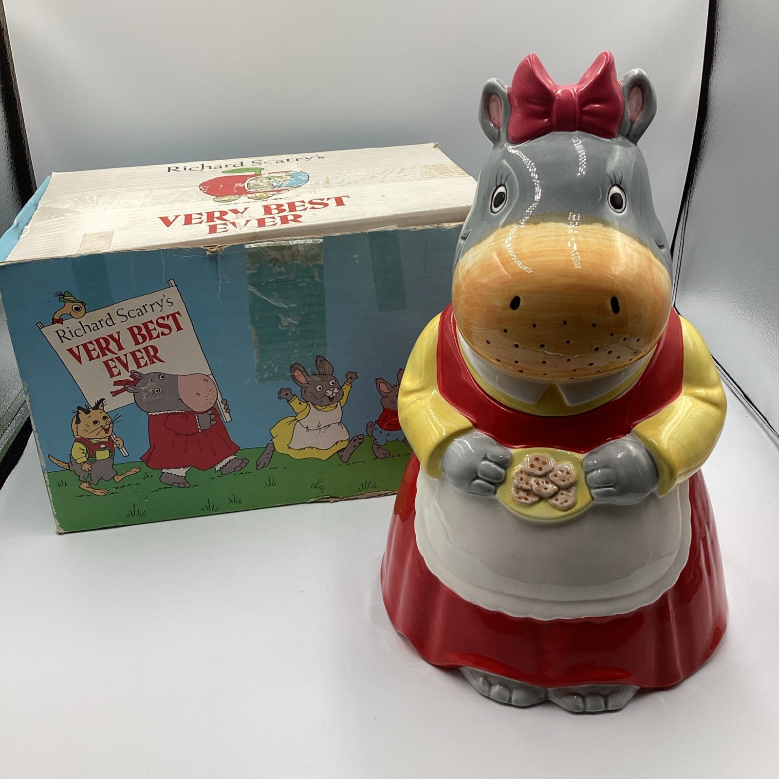 Richard Scarry’s Very Best Ever Vintage 1988 Ceramic Cookie Jar Hilda Hippo RARE