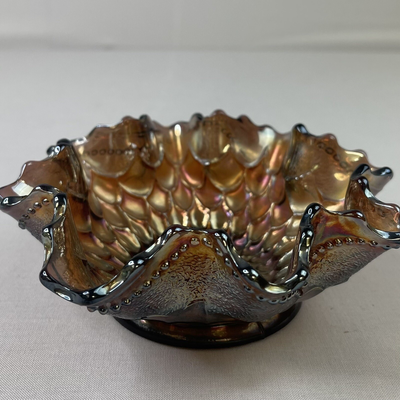 Fenton Carnival Glass Bowl IrIridescent Gold 5\