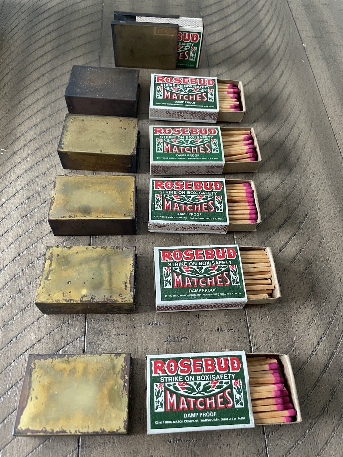 Vintage Rosebud Matches With Brass Matchbox Holders Made In Italy Lot Of 6 Vintage Rosebud Matches With Brass Matchbox Holders Made In Italy Lot Of 6
