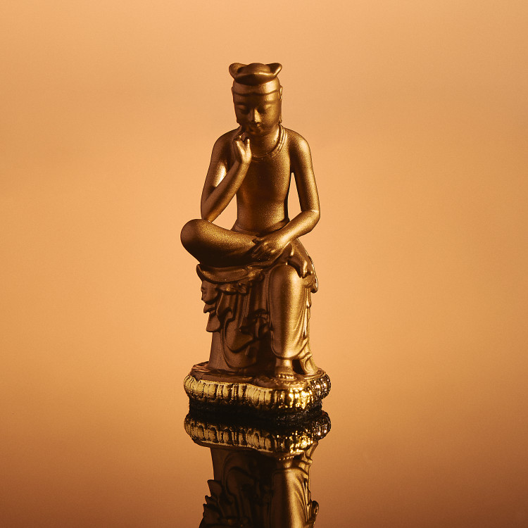 Korean National Treasure Pensive Bodhisattva Statue 2EA Set Antique Gold Black