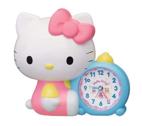 Seiko Clock Alarm Clock, Table Clock, Character Sanrio Hello Kitty, White,JF386A