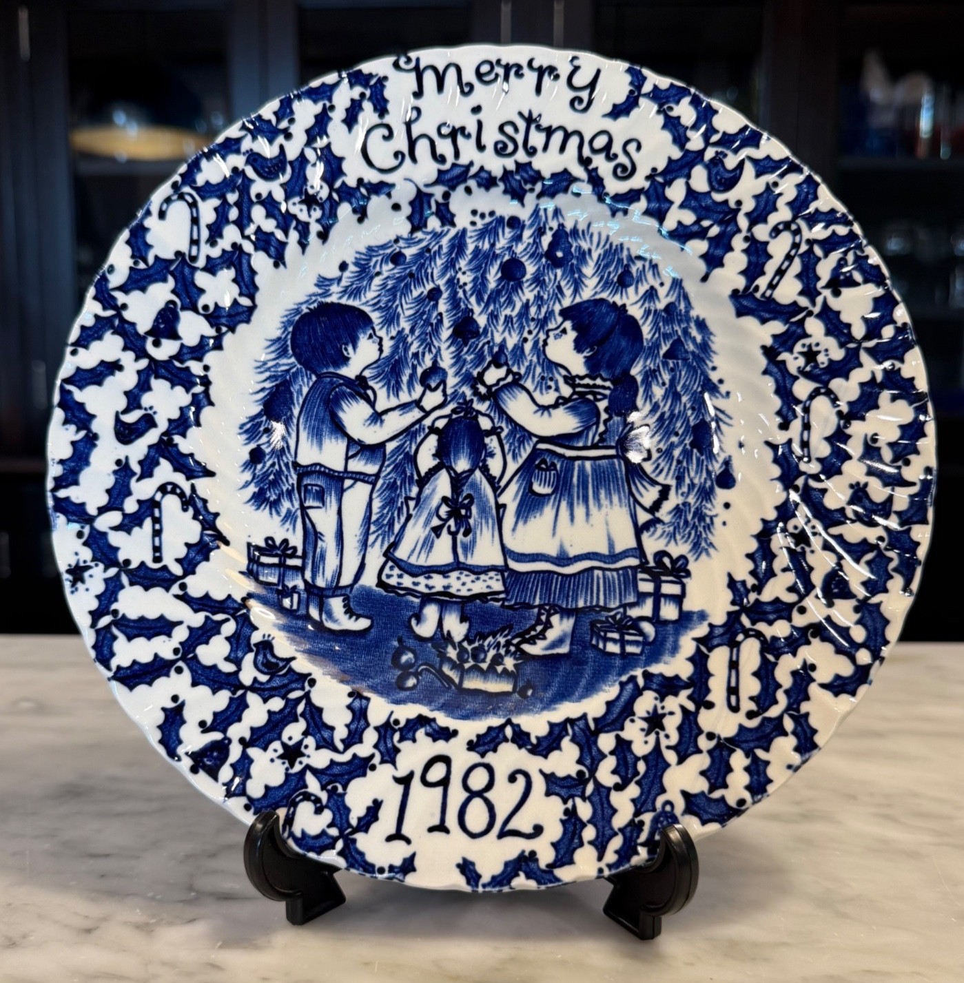 Vtg Royal Crownford Blue 1982 Merry Christmas Plate~ Norma Sherman~ England~EUC Vtg Royal Crownford Blue 1982 Merry Christmas Plate~ Norma Sherman~ England~EUC