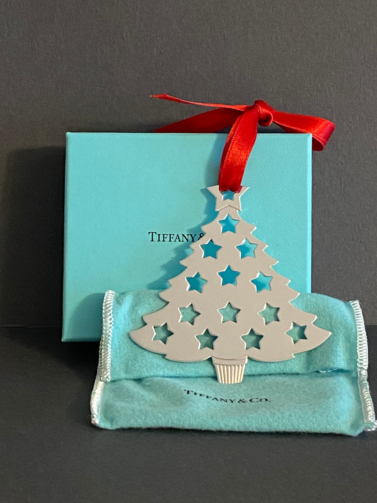 Tiffany & Co. Sterling Silver Christmas Tree with Cutout Stars Ornament - 1998