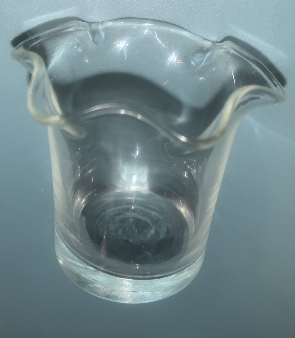 Wavy Glass Ruffled Edge Small Vase Candle Holder Votive 2” tall pre owned
