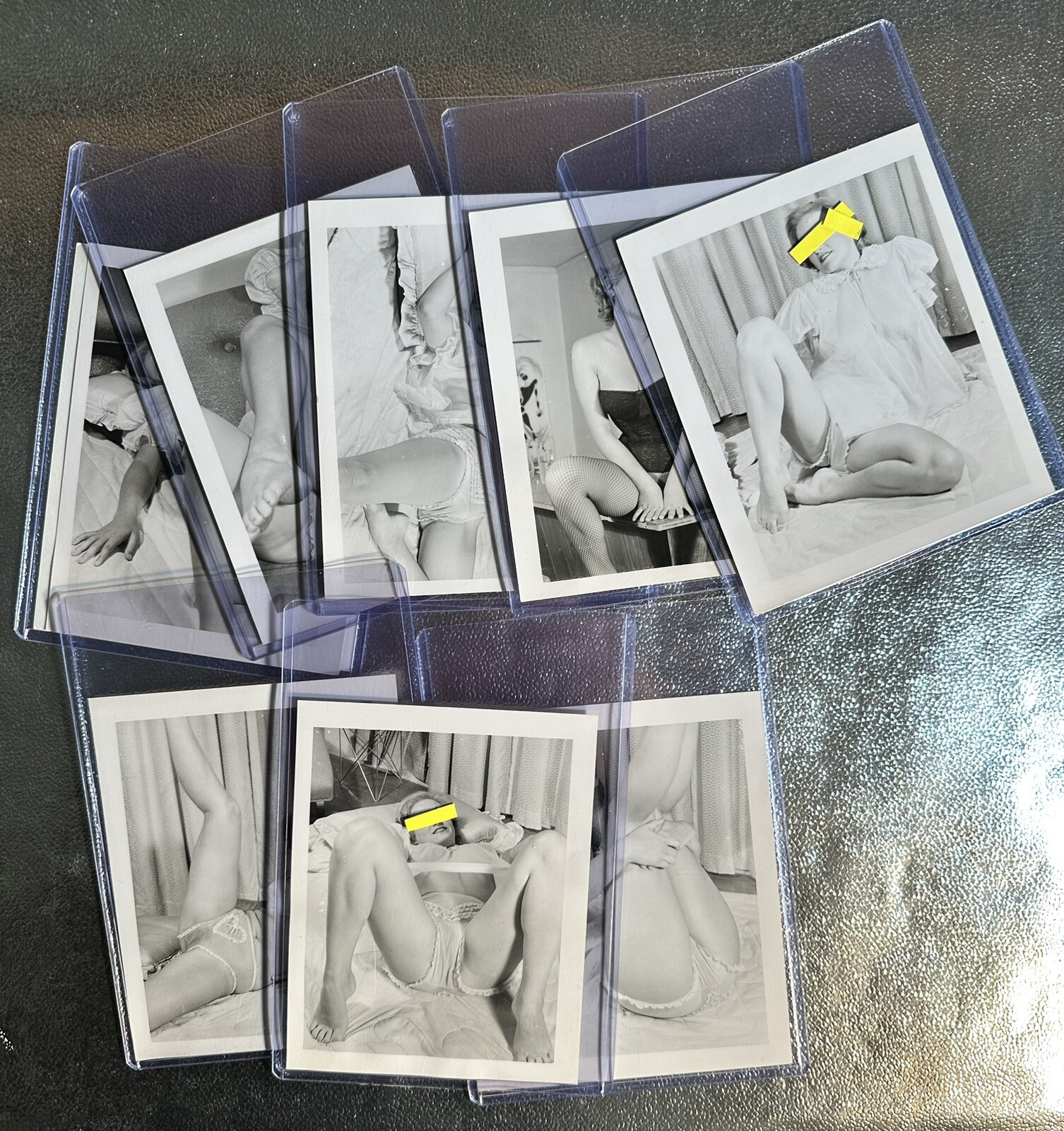 1940-50’s Promiscuous LINGERIE PHOTO SET 🔥9 PC. 📈 Beautiful Faced Model GOLD💎