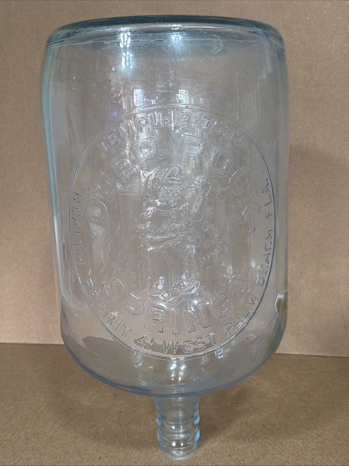 VTG Deep Rock Springs 5 Gallon Bottle 41 West Palm Beach Florida Carboy Jar WOW