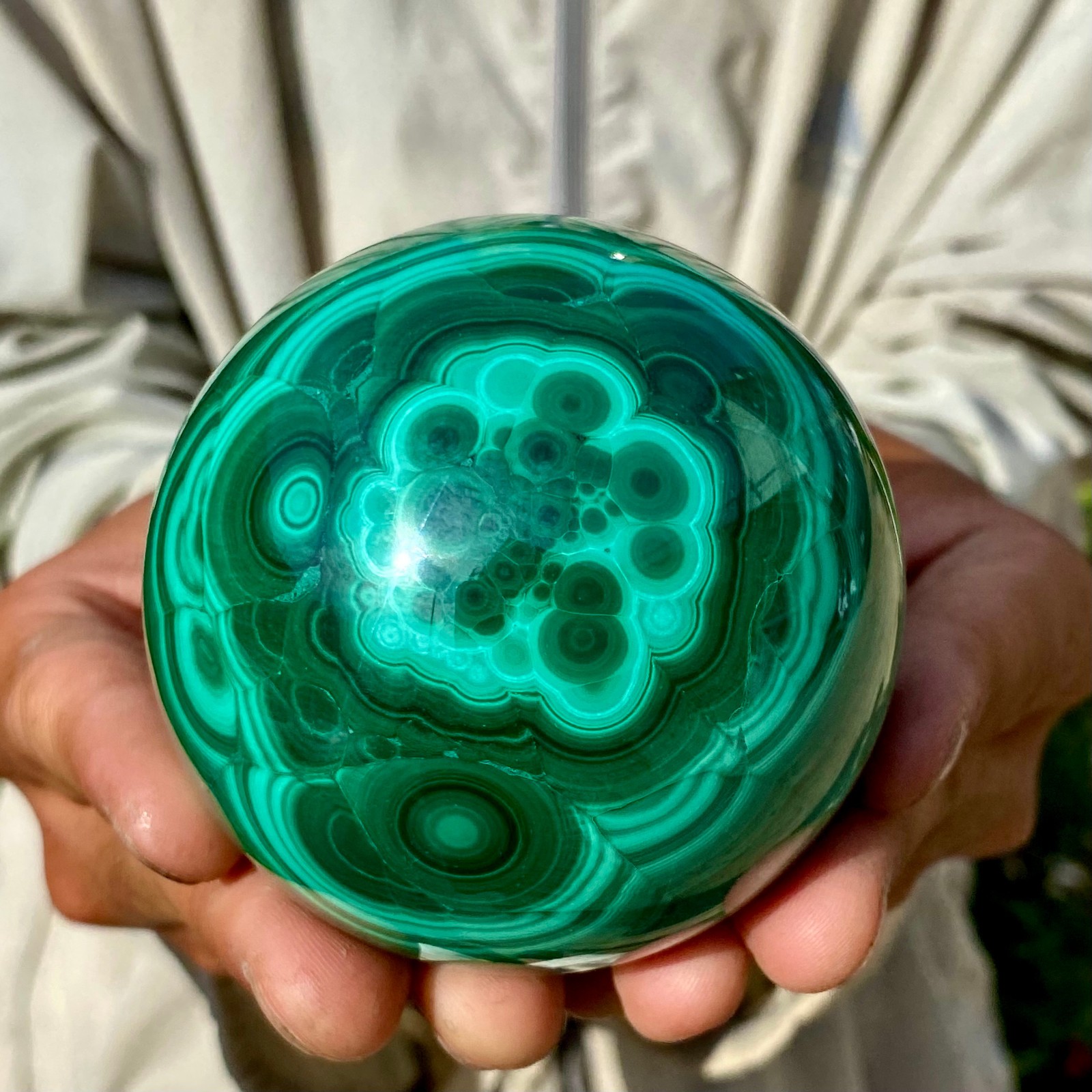 1.6LB Rare Natural Malachite quartz hand Carved sphere Crystal Healing