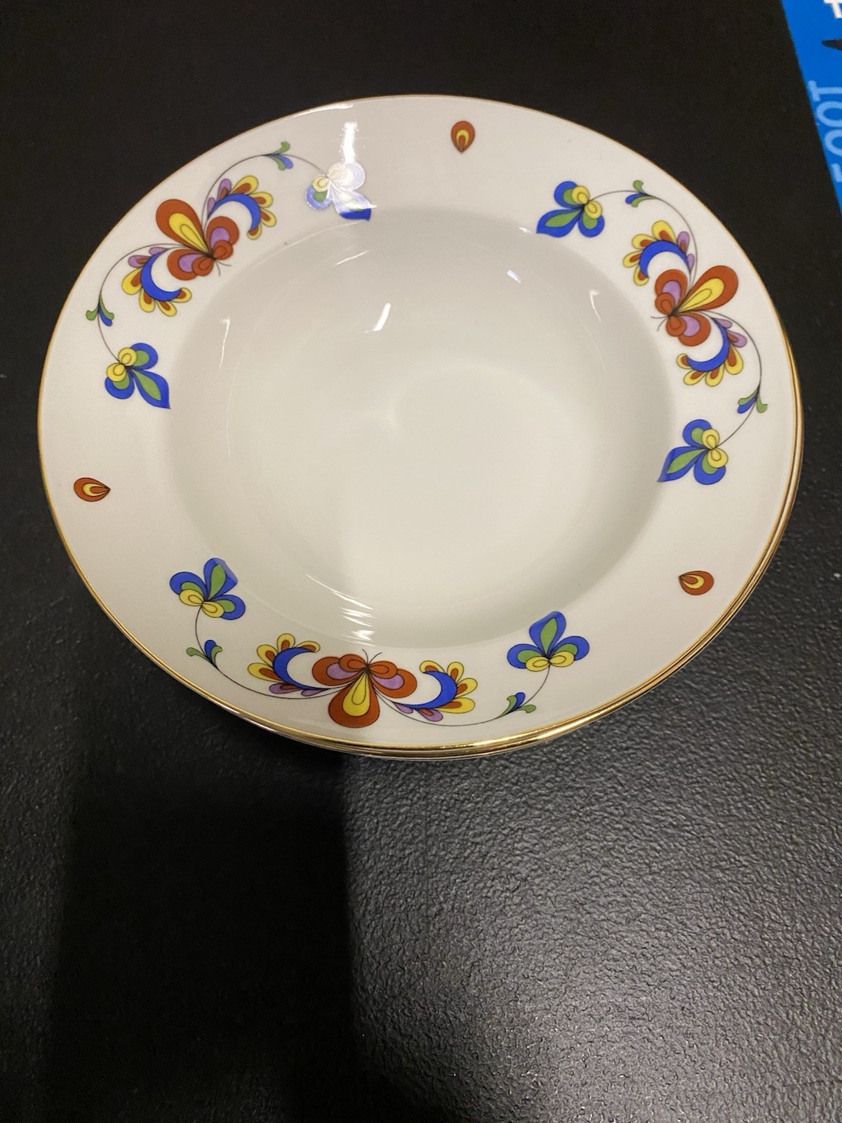 Porsgrund Farmer\'s Rose  Rimmed Soup Bowl 7”1/4- Set Of 4