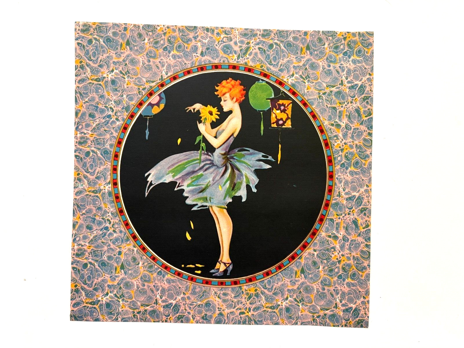 Fantastic 1930\'s Candy Box Label w/ Art Deco Style & Colors *
