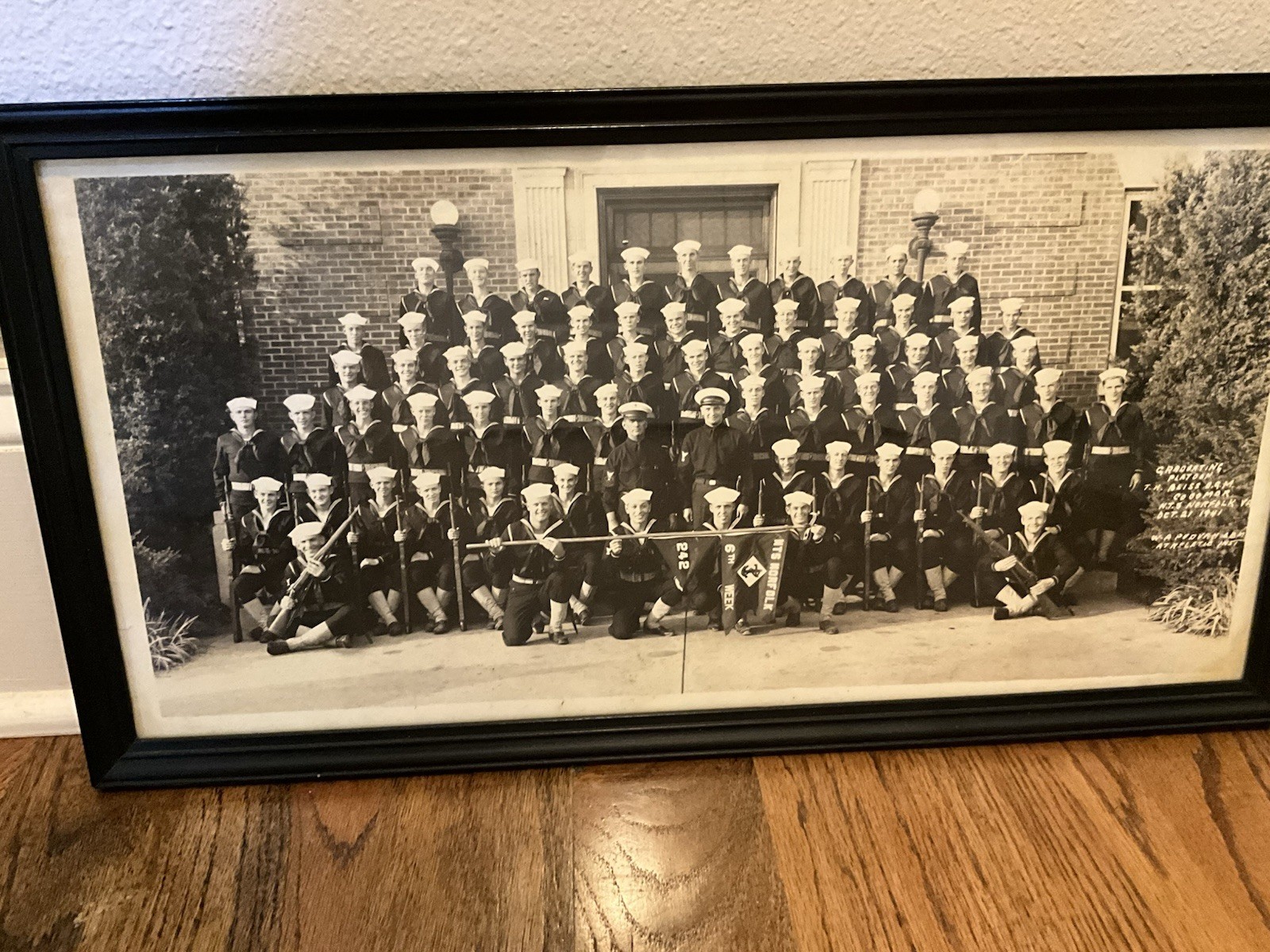 ￼ Antique Framed Photograph  Graduating NTS Norfolk Va. 1941