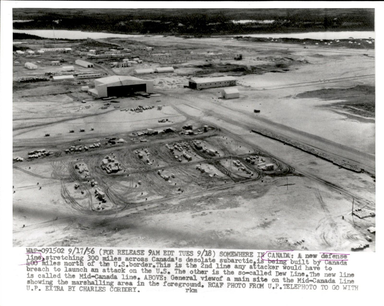LG914 1956 UP Wire Photo SOMEWHERE IN CANADA NEW US BORDER ATTACK DEFENSE LINE LG914 1956 UP Wire Photo SOMEWHERE IN CANADA NEW US BORDER ATTACK DEFENSE LINE