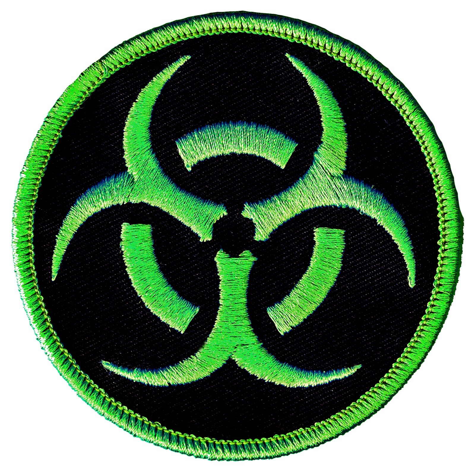 BIOHAZARD SYMBOL PATCH ZOMBIE GREEN embroidered iron-on TOXIC WARNING DANGER UFO