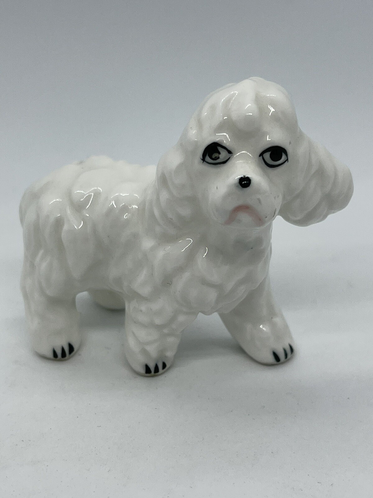 Vintage Ceramic White Poodle Figurine ~ Japan ~ Dog Figurine ~ HandPainted